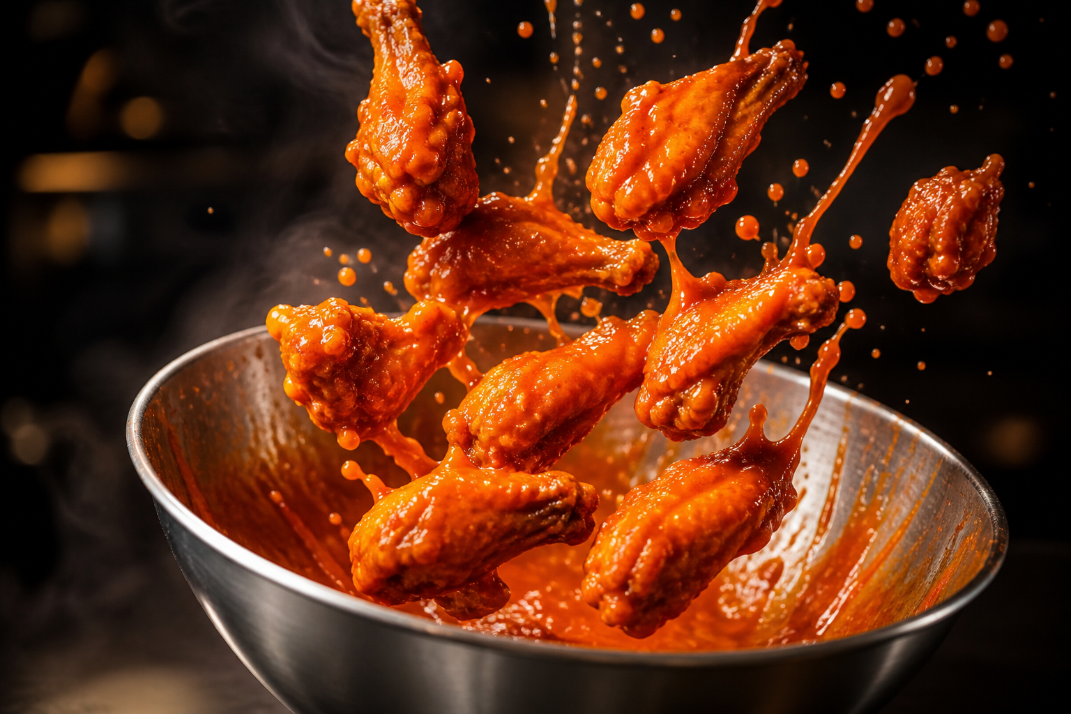 Wonder Wings Aruba — hand-tossed buffalo chicken wings being sauced in Noord, Aruba
